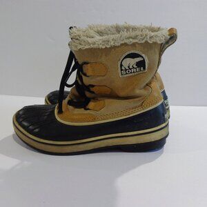 Sorel NL1631-280‎ Tivoli Leather Beige Insulated Waterproof Snow Boots Women's 7